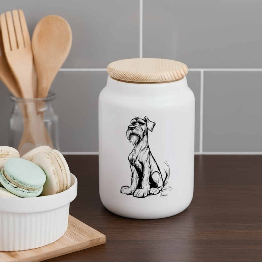 Kecksdose mit Deckel "Schnauzer Pur" - white