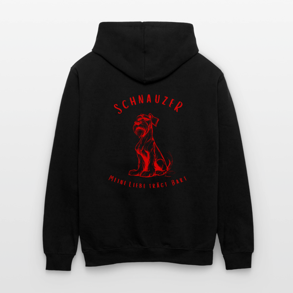 Zweifarbiger Schnauzer Hoodie mit Schnauzer Motiv auf Brust und Rücken  - black/red