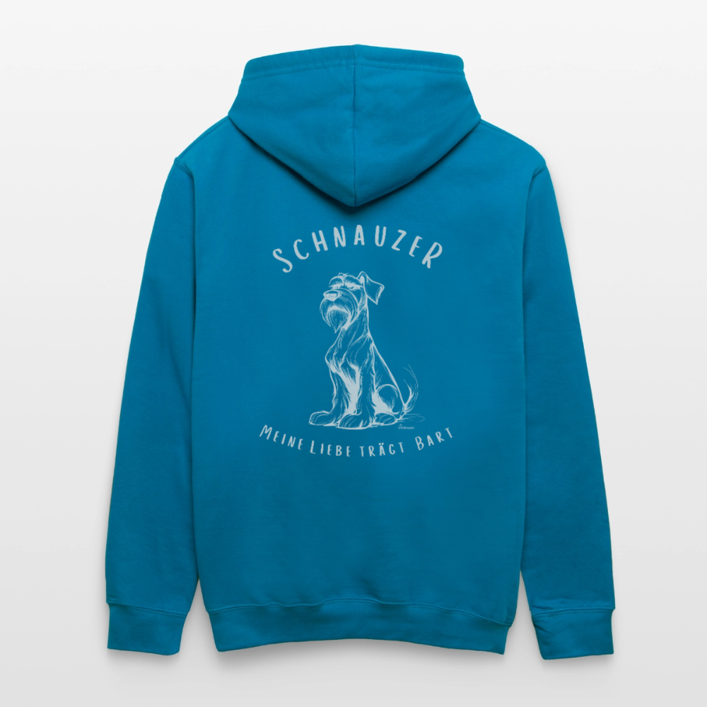 Contrast Colour Hoodie - peacock blue/heather grey