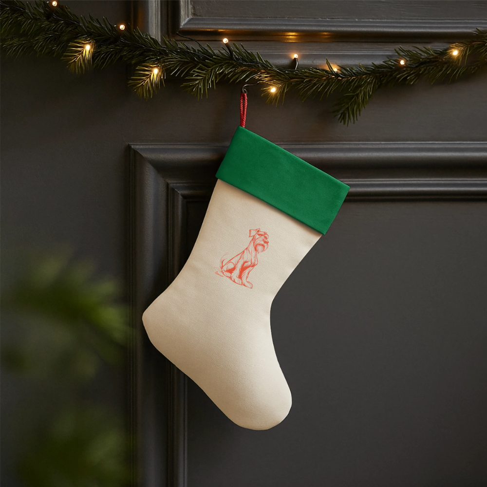 Weihnacht Socke "Schnauzer Pur" - natural/green