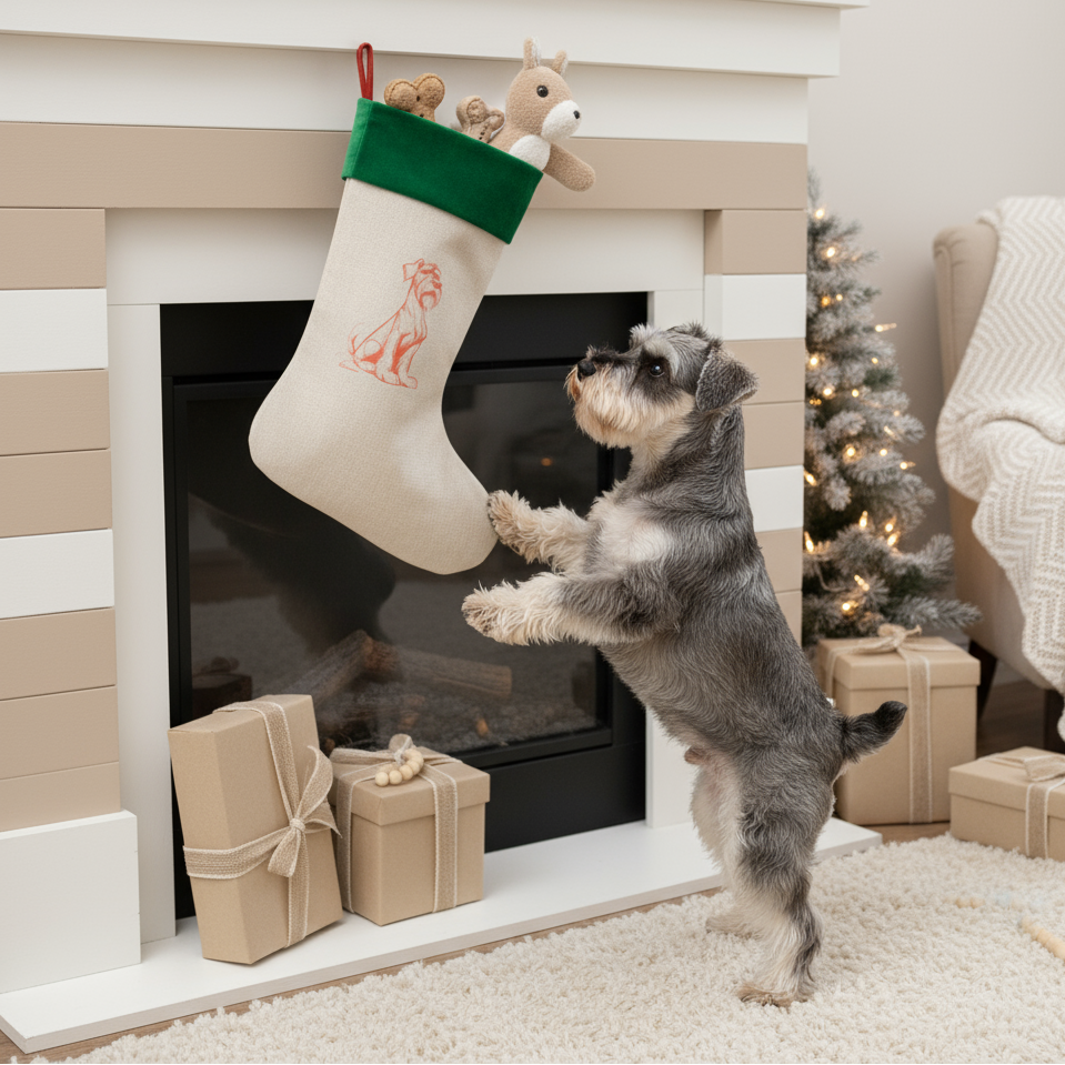 Weihnacht Socke "Schnauzer Pur" - natural/green