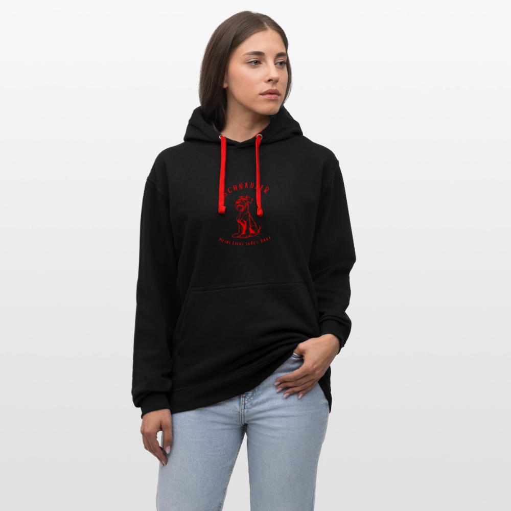 Contrast Colour Hoodie - black/red