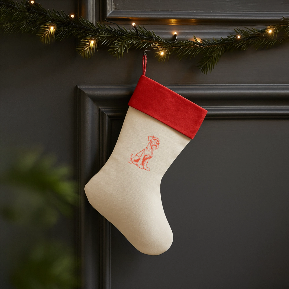Weihnacht Socke "Schnauzer Pur" - natural/classic red 