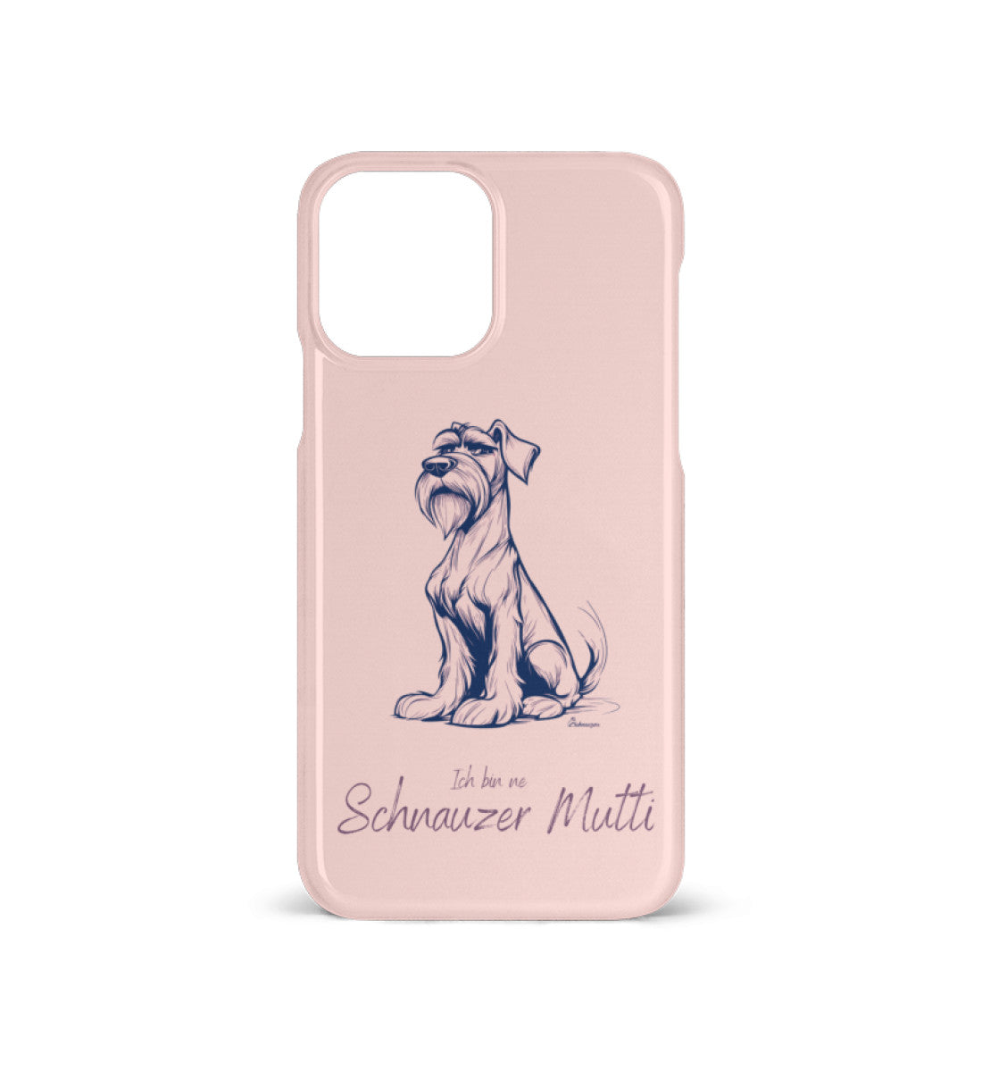 Handyhülle iPhone 12/12Pro mit bunter Schnauzerfigur und Spruch Schnauzer Mutti – Premium Hülle in Prink für Schnauzer-Fans