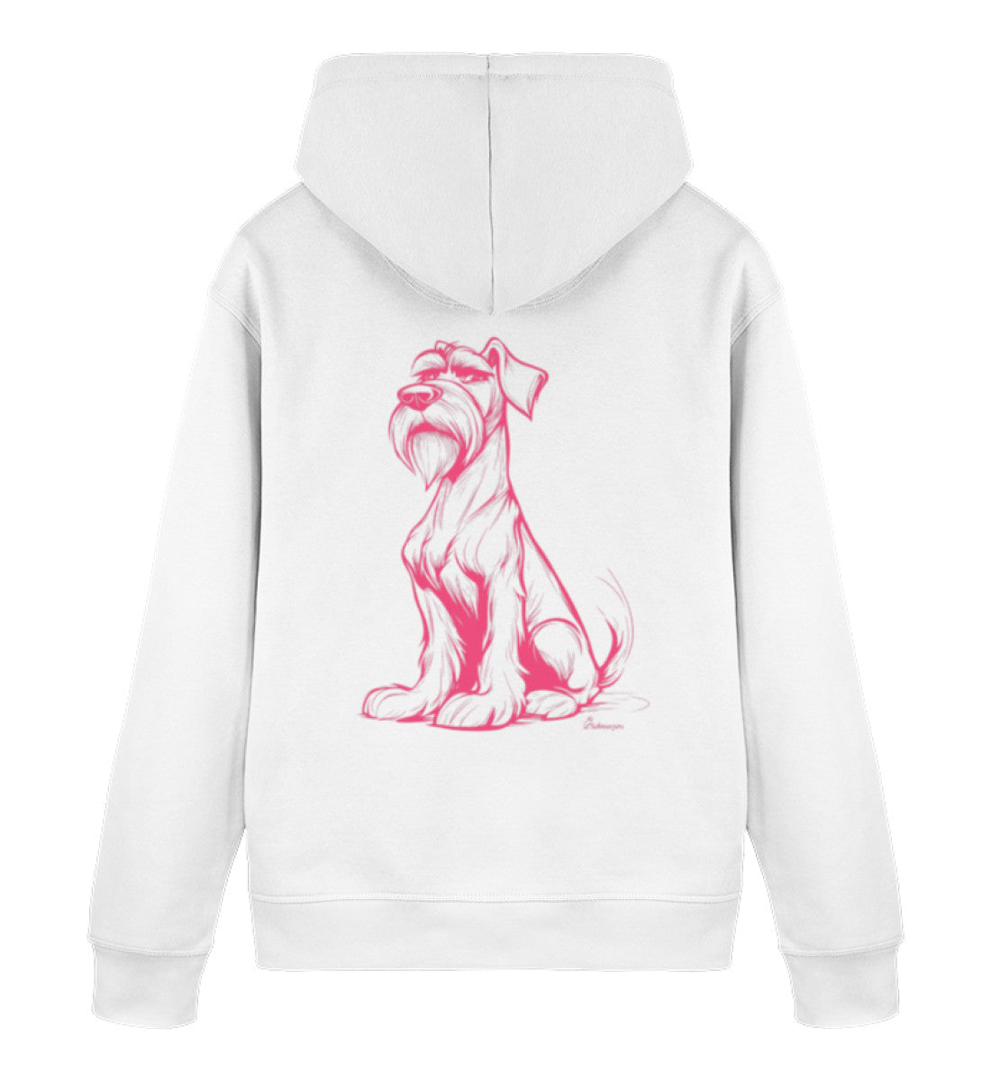 Premium Hoodie Rosa Schnauze – nachhaltiger Schnauzer Hoodie in Weis mit rosa Motiv für Hundeliebhaber