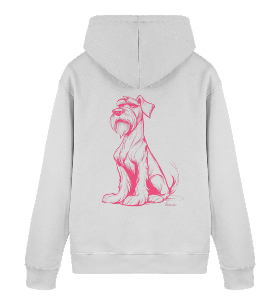 Premium Hoodie Rosa Schnauze – nachhaltiger Schnauzer Hoodie in Heather Grey mit rosa Motiv für Hundeliebhaber