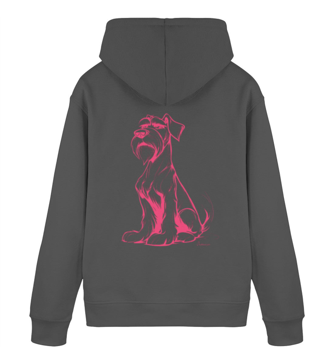 Premium Hoodie Rosa Schnauze – nachhaltiger Schnauzer Hoodie in Anthracite mit rosa Motiv für Hundeliebhaber