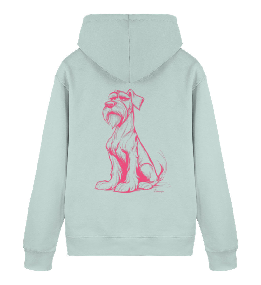 Premium Hoodie Rosa Schnauze – nachhaltiger Schnauzer Hoodie in Carribean Blue mit rosa Motiv für Hundeliebhaber
