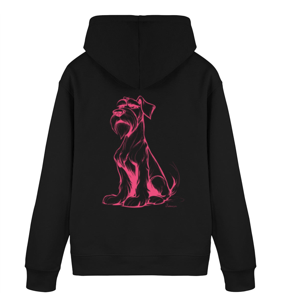 Premium Hoodie Rosa Schnauze – nachhaltiger Schnauzer Hoodie in Schwarz mit rosa Motiv für Hundeliebhaber