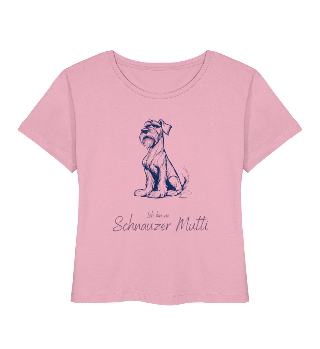 Damen Shirt Schnauzer-Mutti in Cotton Pink – Bio Baumwolle mit fuchsia Schnauzer Motiv und Statement