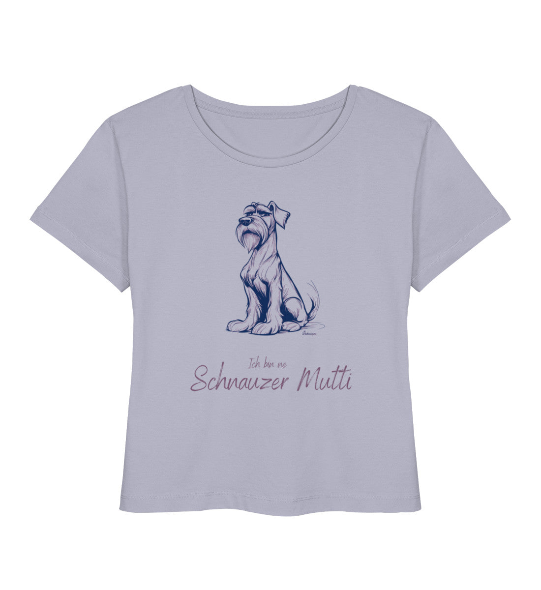 Damen Shirt Schnauzer-Mutti in Lavendel – Bio Baumwolle mit fuchsia Schnauzer Motiv und Statement