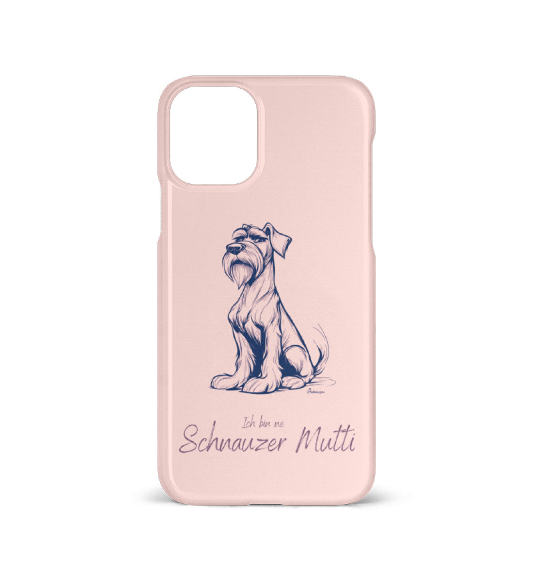 Handyhülle iPhone 11 mit bunter Schnauzerfigur und Spruch Schnauzer Mutti – Premium Hülle in Pink für Schnauzer-Fans