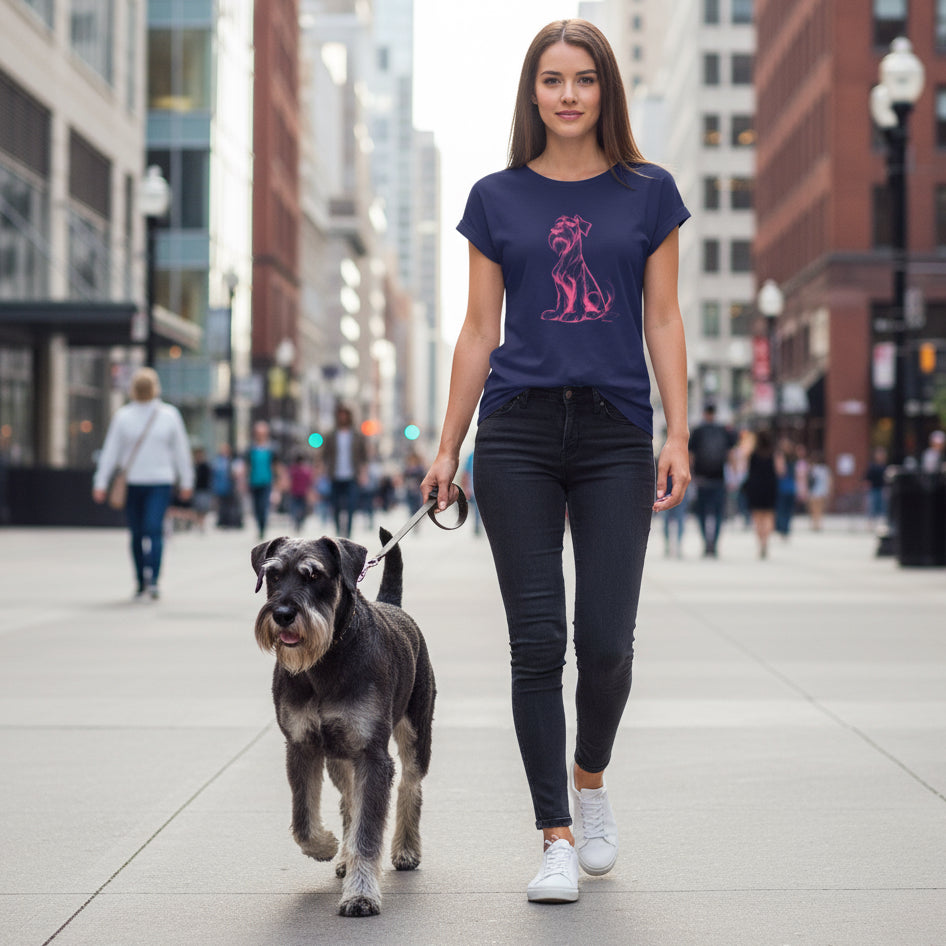 Damen Shirt Rosa Schnauze – nachhaltiges Schnauzer T-Shirt mit rosa Motiv für Hundeliebhaber