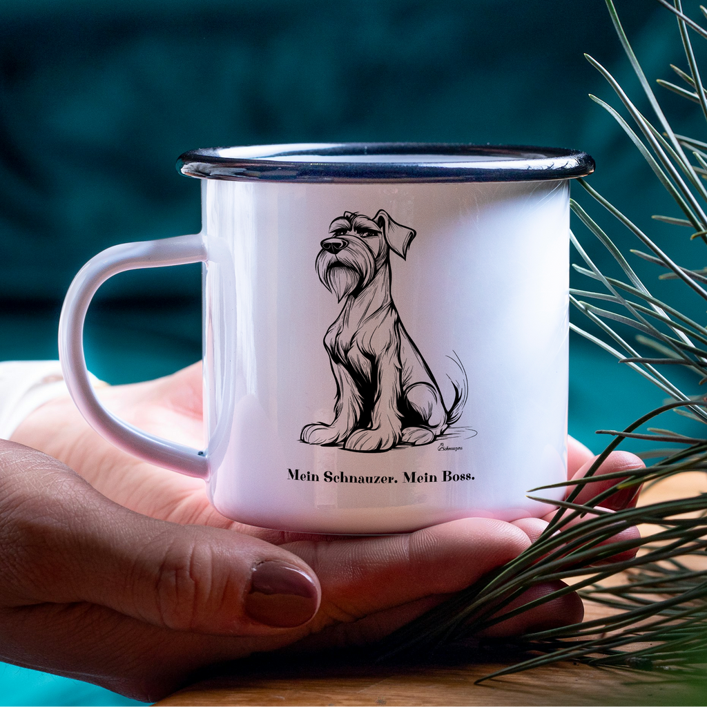 Emaille Tasse "Mein Schnauzer. Mein Boss."