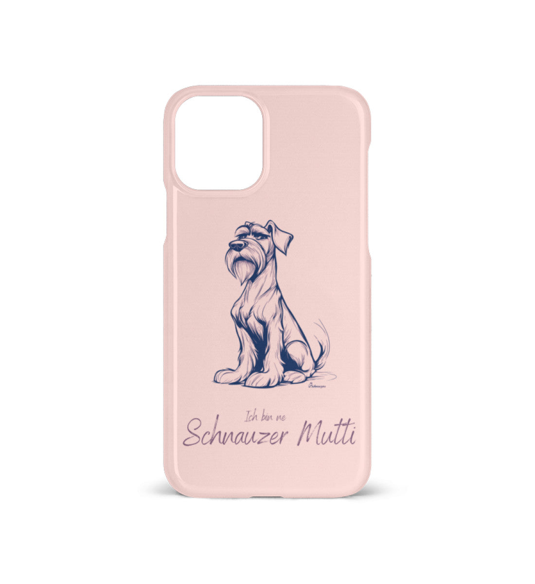 Handyhülle iPhone 11 Pro mit bunter Schnauzerfigur und Spruch Schnauzer Mutti – Premium Hülle in Pink für Schnauzer-Fans