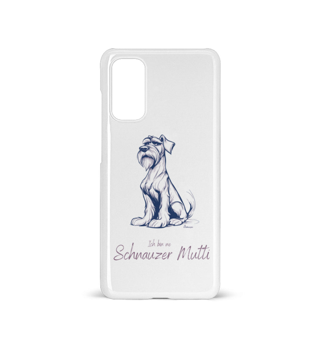 Schnauzer Mutti Handyhülle White für Samsung Galaxy S20 – Schnauzerfigur auf dunklem Hintergrund