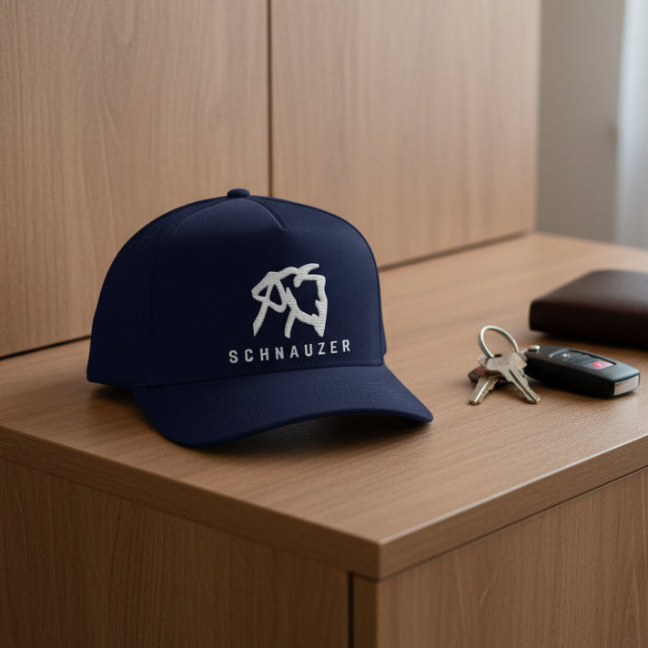 Schnauzer Cap bestickt Weiß – Snapback Flexfit mit Schnauzer Kopf
