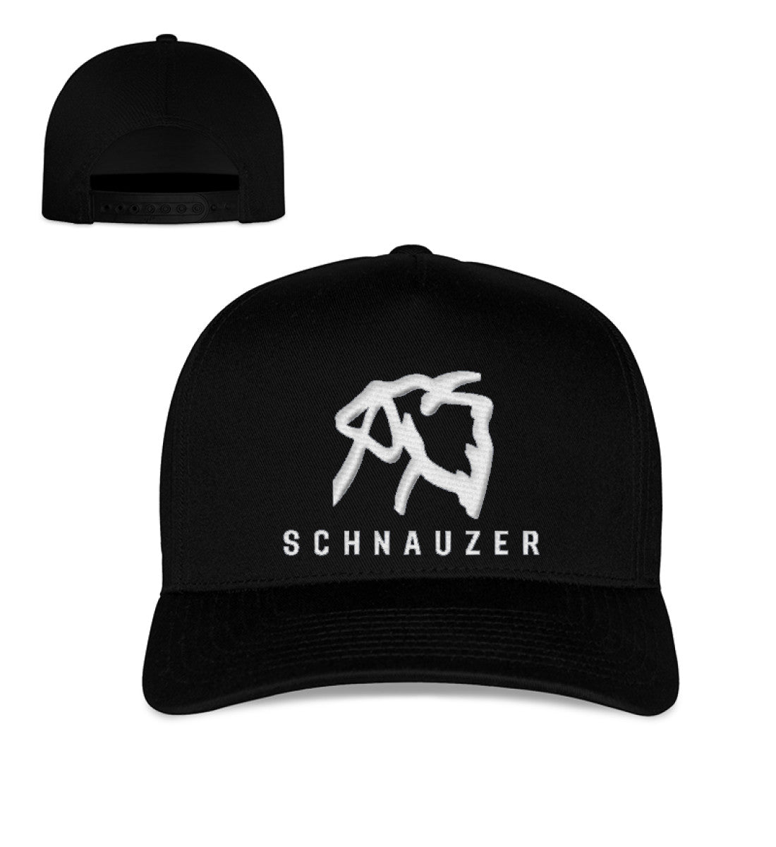 Schnauzer Cap bestickt Weiß – Snapback Flexfit mit Schnauzer Kopf