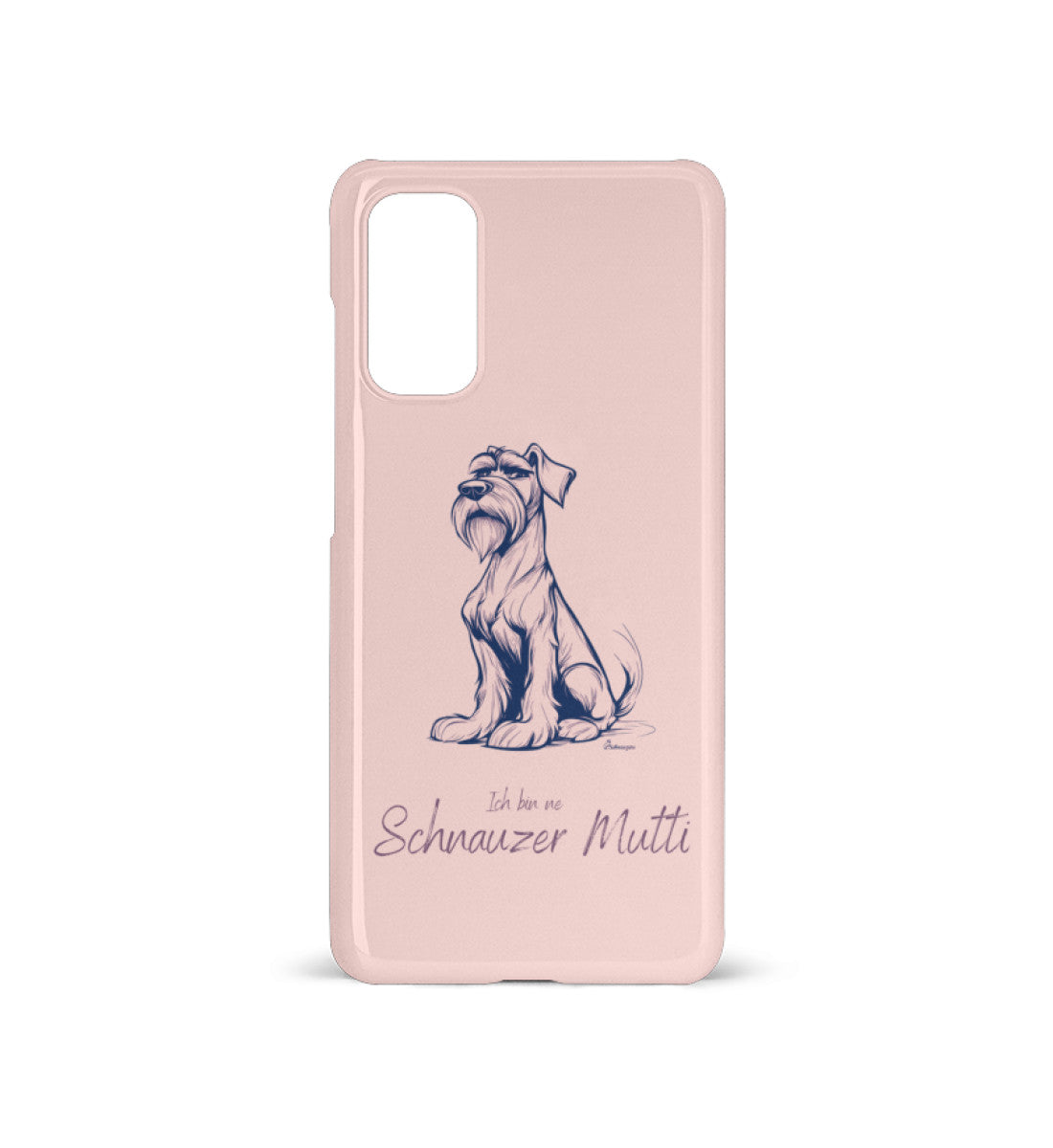 Schnauzer Mutti Handyhülle Pink für Samsung Galaxy S20 – Schnauzerfigur auf dunklem Hintergrund