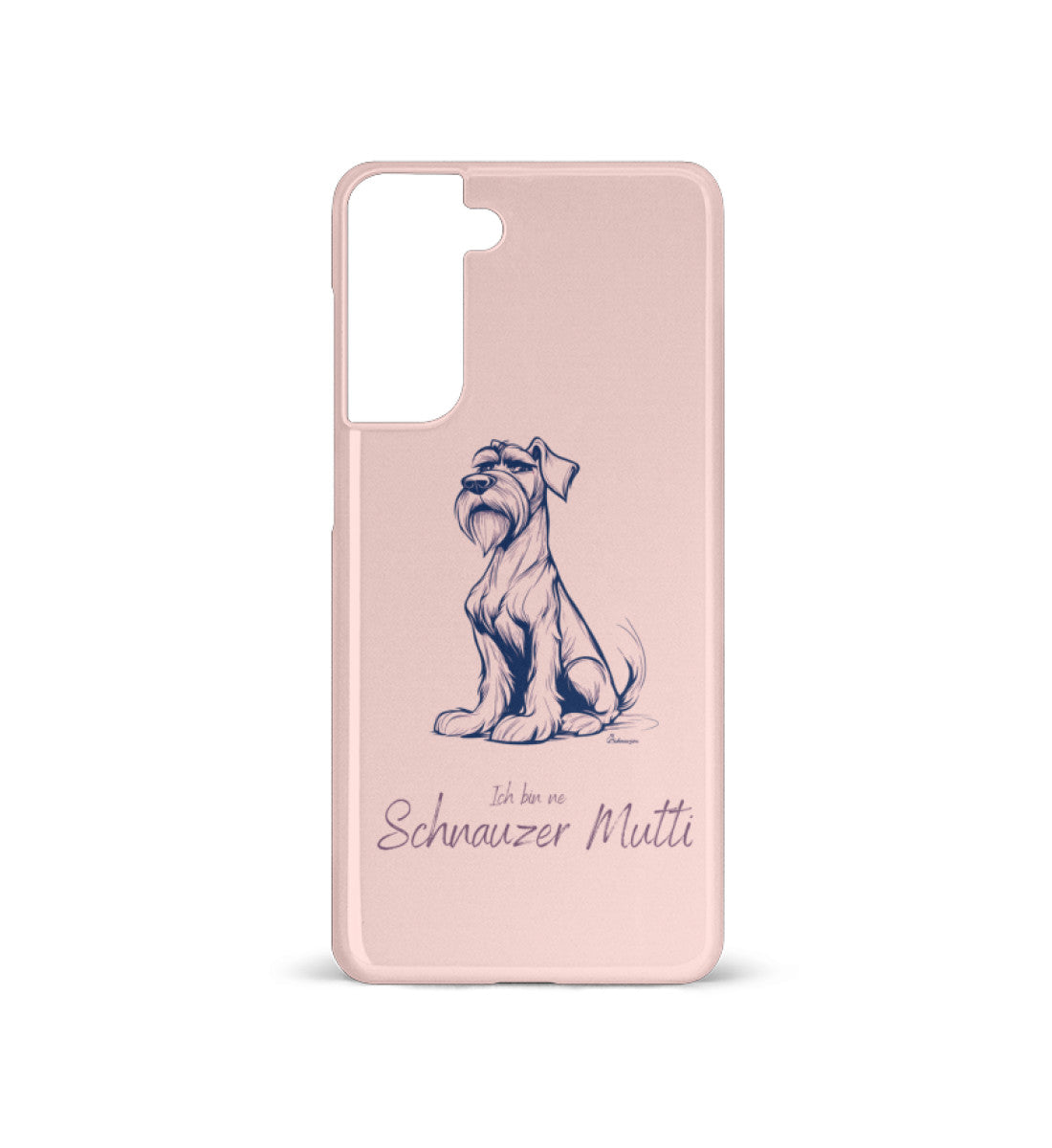 Schnauzer Mutti Handyhülle Pink für Samsung Galaxy S21 – Schnauzerfigur auf dunklem Hintergrund